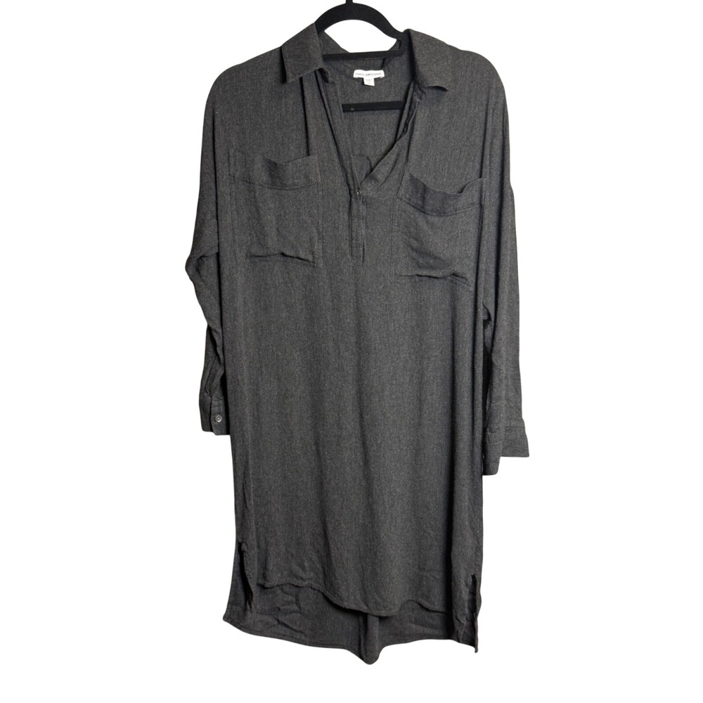 James Perse Shirt Dress Women M Charcoal Grey Quiet Luxury Minimalist Academia
